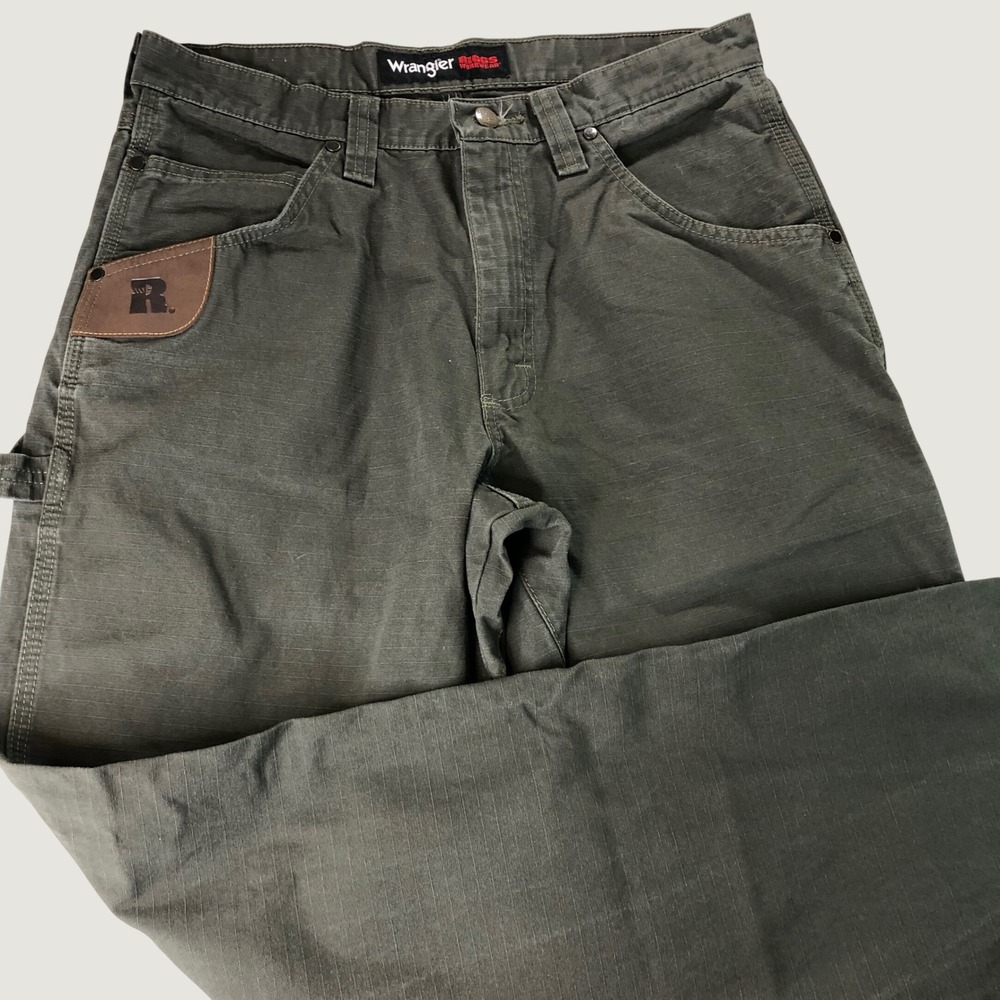 Wrangler Riggs Workwear Pants Mens 32x32 (31x32) Olive Green Ripstop Carpenter
